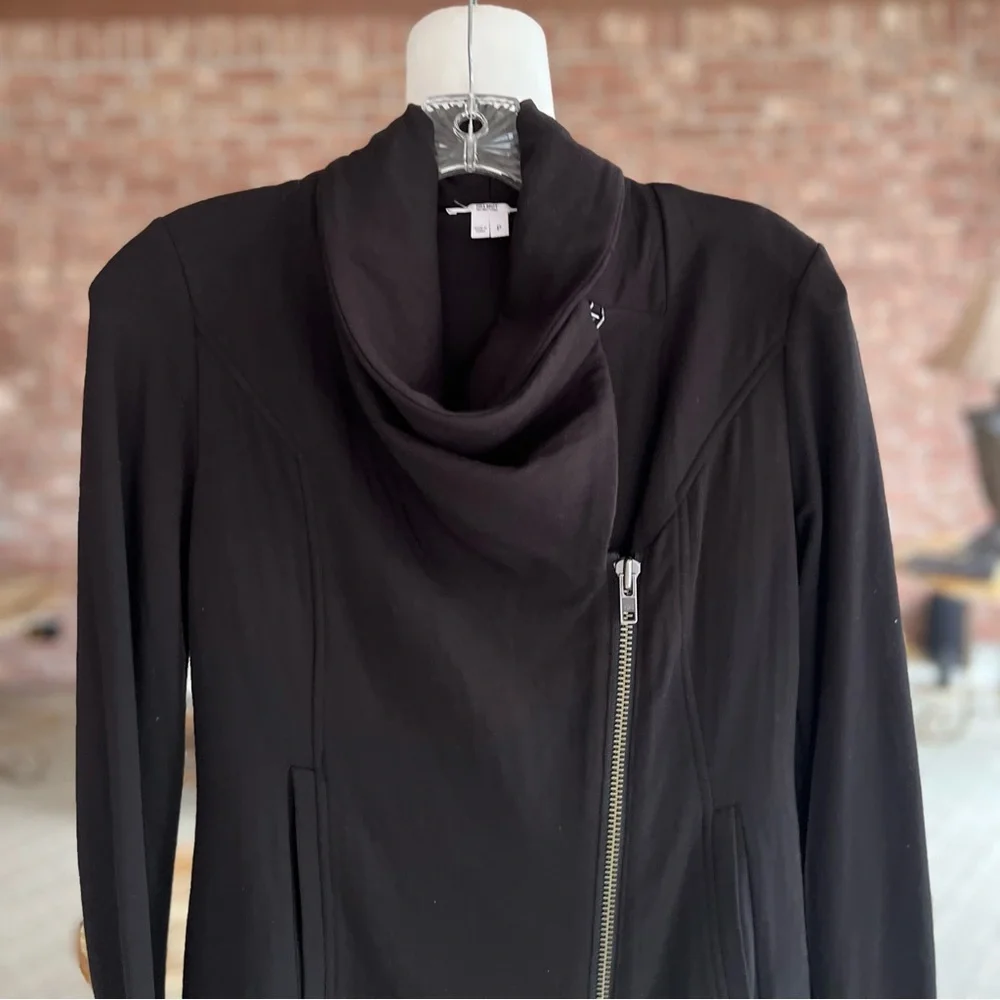 Helmut Lang Villous Black Moto Jacket Knit Asymmetrical Hem XS Gorpcore